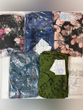 LuLaRoe Mixed Print Leggings Bundle - Blue, Pink, Green, Black